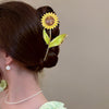 sweet sunflower alloy plating inlay rhinestones hair claws