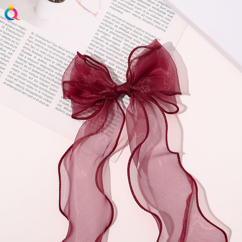 Women's Elegant Sweet Bow Knot Gauze Iron Hair Clip