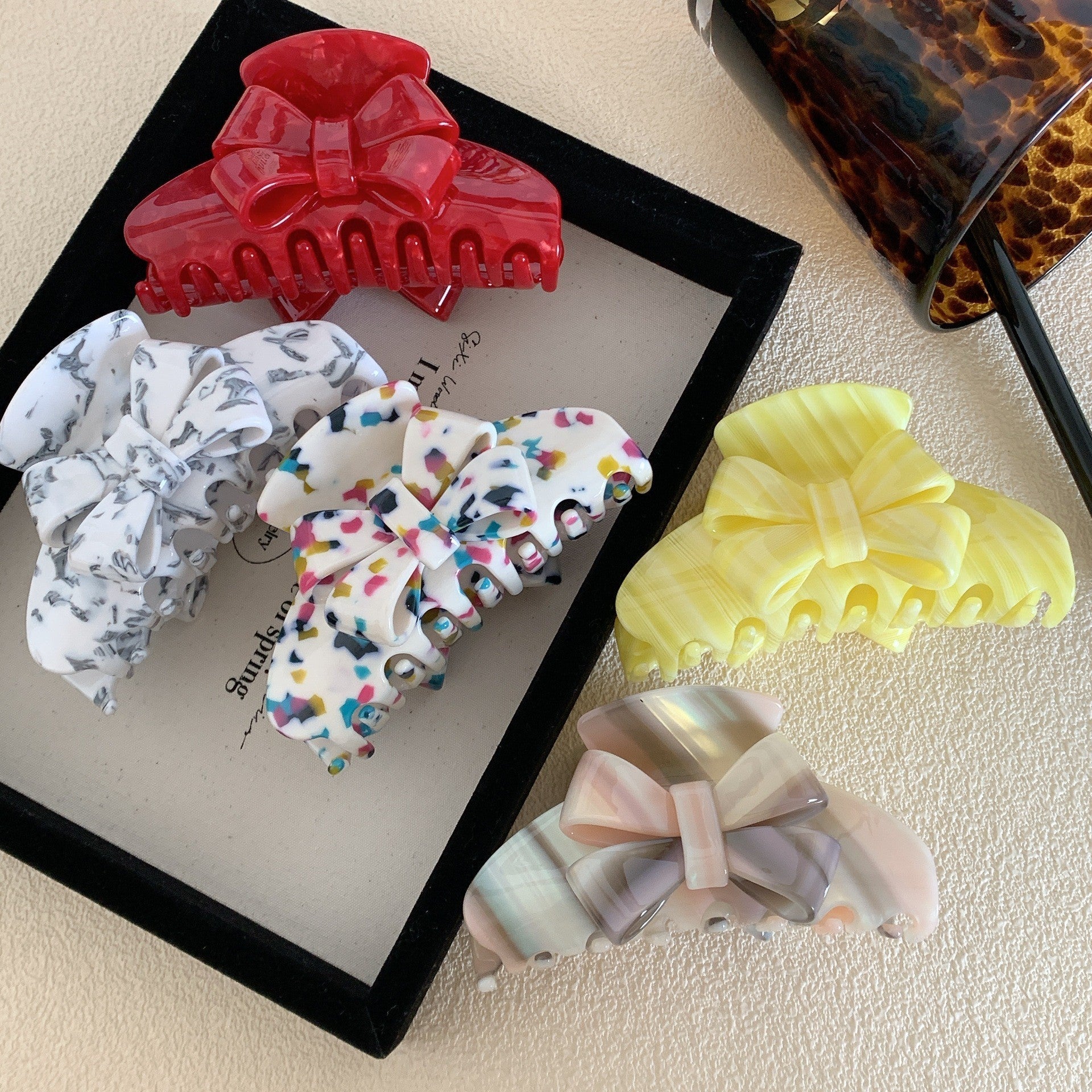 Women's Elegant Simple Style Bow Knot Acetic acid sheets Hair Claws