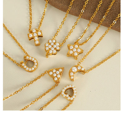 Jewelry Classic Style Star Moon Heart Shape Titanium Steel 18K Gold Plated Plating Pendant Necklace