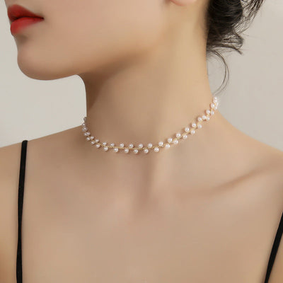 Simple Style Geometric Imitation Pearl Copper  Necklace