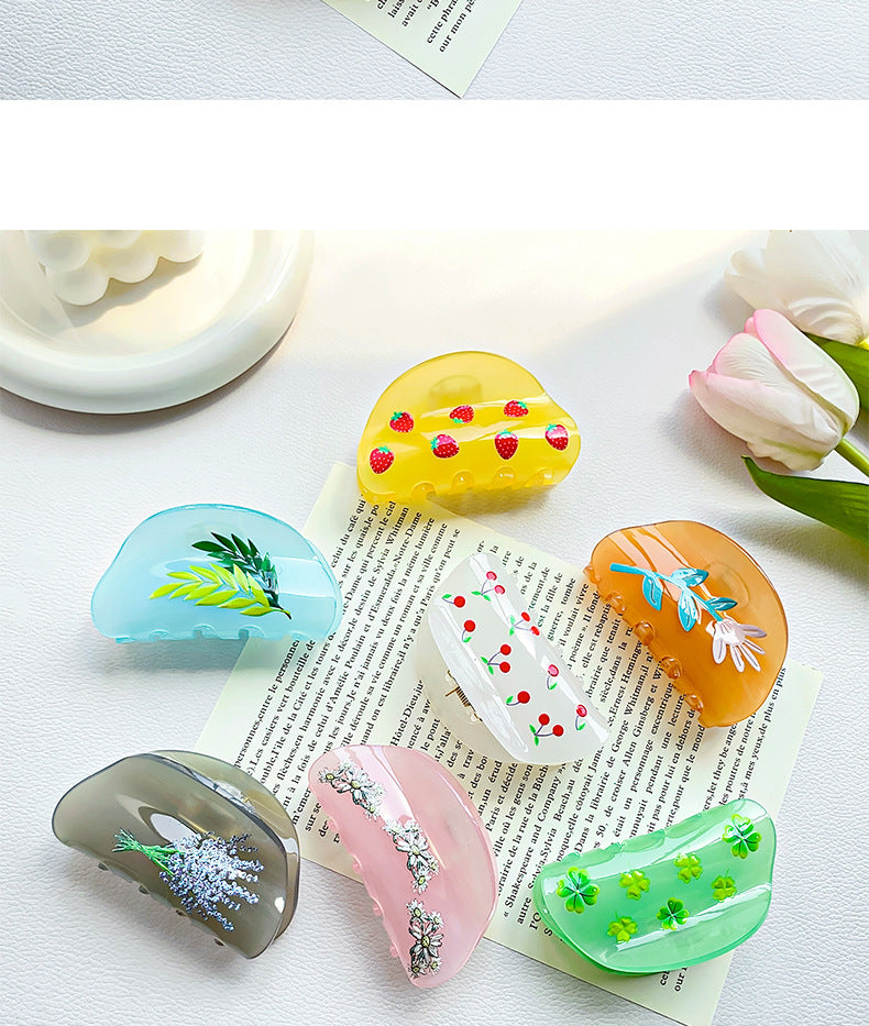 simple style fruit arylic handmade hair claws