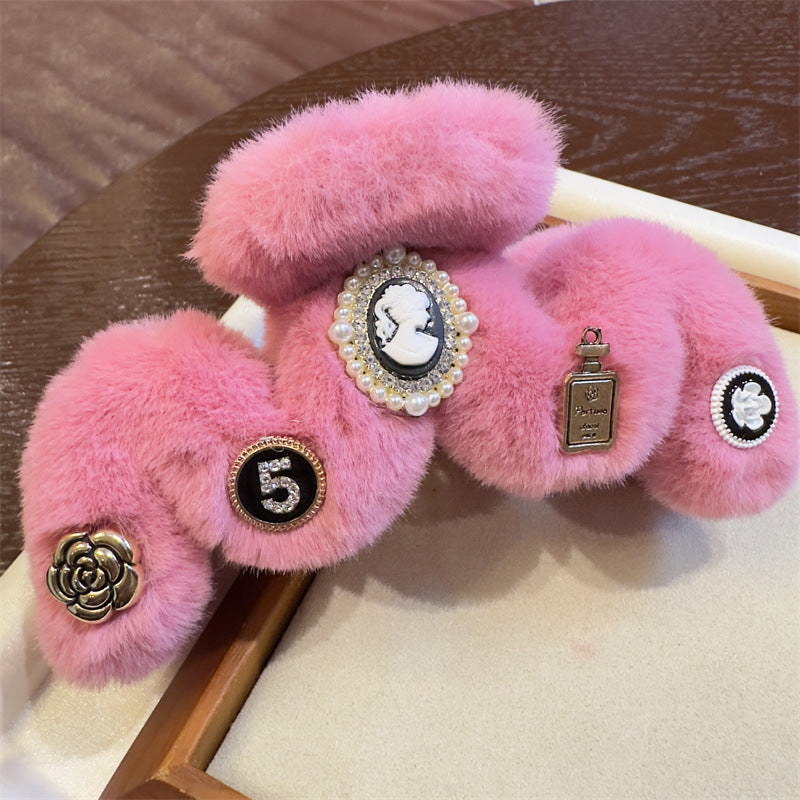 New Plush Large Size Grip Retro Classic Style Hair Volume Multi-Head Updo Hair Claw Shark Clip