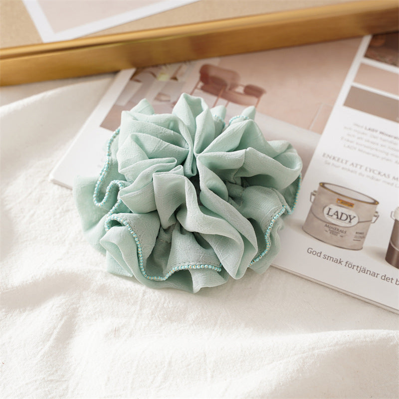 simple style solid color ruffles cloth pleated hair tie 1 piece