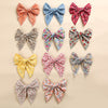 spring new cotton print hairpin children girl bow ponytail hairpin