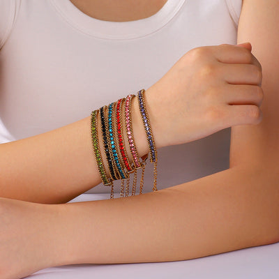 IG Style Geometric 304 Stainless Steel 18K Gold Plated Zircon Tennis Chain Bracelets In Bulk