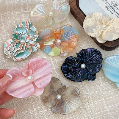 Korean Style Elegant Acetate Texture Phalaenopsis Barrettes Duckbill Clip Niche Design Exquisite Bang Clip Accessories