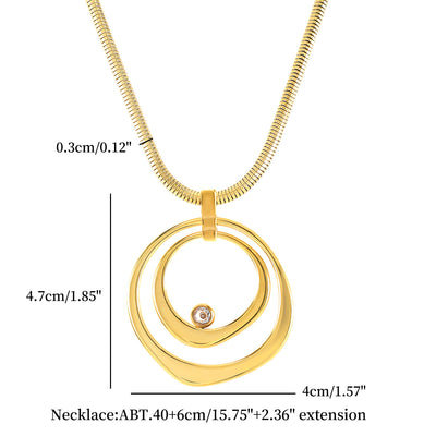 Jewelry Elegant Simple Style Round 304 Stainless Steel Plating Earrings Necklace