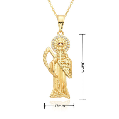 Copper Inlay Human Virgin Mary Zircon Pendant Necklace