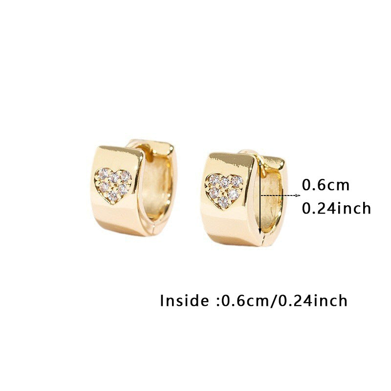 1 Pair Lady Heart Shape Plating Copper Zircon Earrings