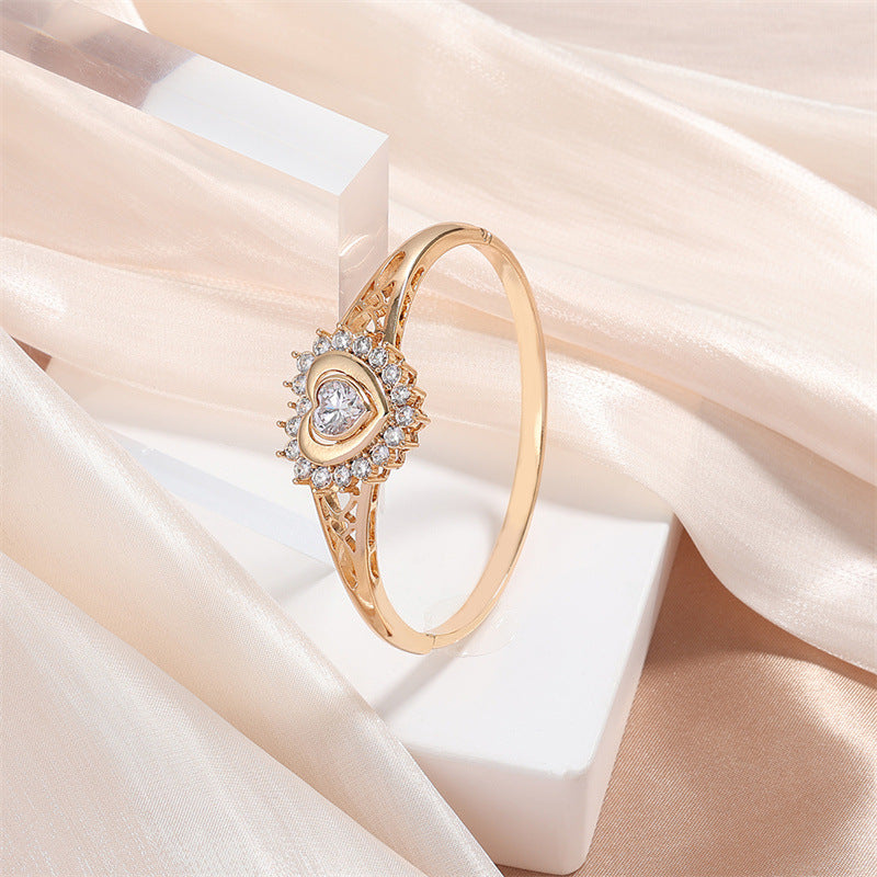 Casual Simple Style Streetwear Heart Shape 304 Stainless Steel Zircon Stainless Steel Bracelets In Bulk