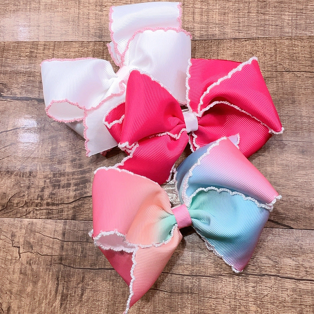 Girl'S Sweet Bow Knot Cloth Woven Belt Hair Clip