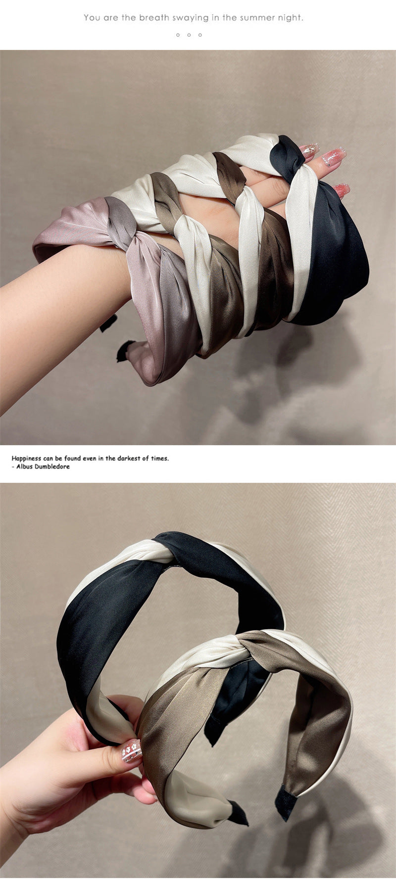 fashion color block satin hair band