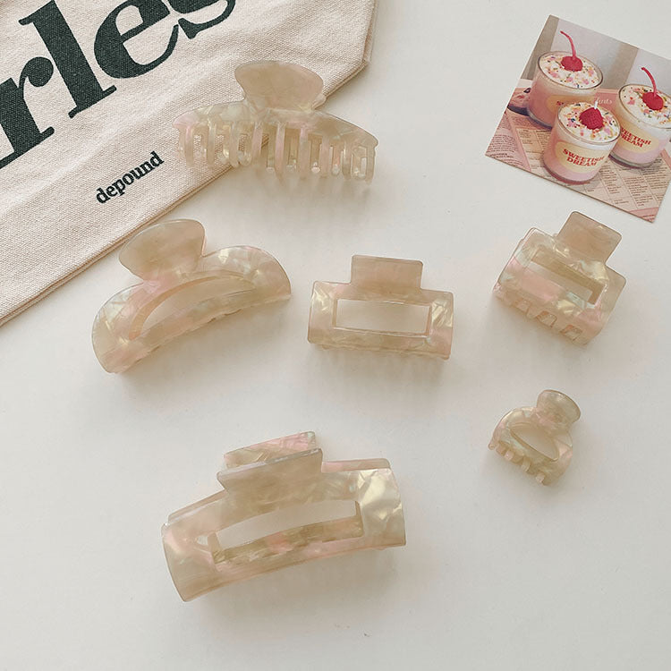 fashion solid color plastic resin polishing hollow out hair claws