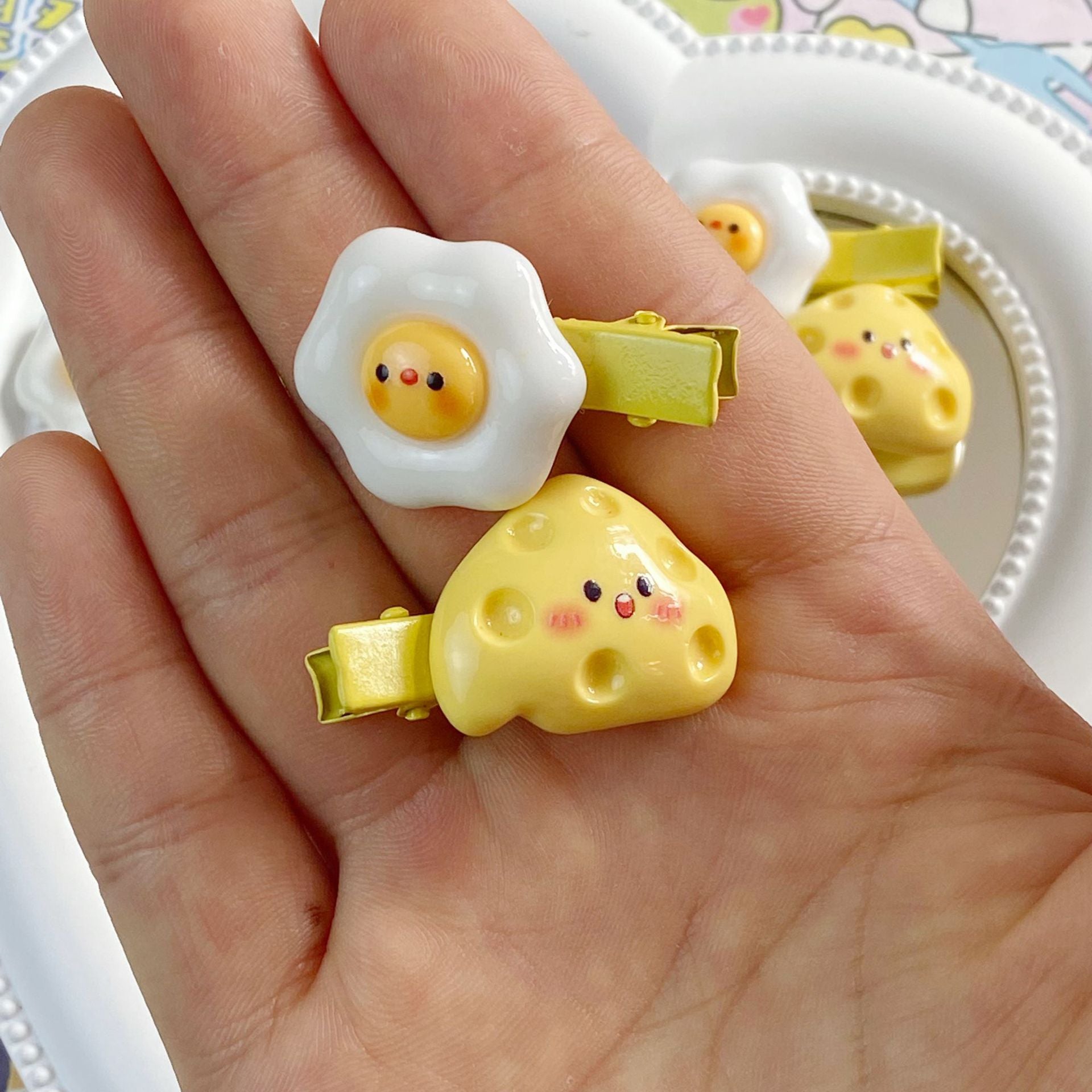 Women's Cute Poached Egg Plastic Hair Clip