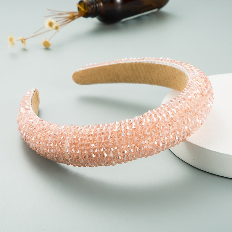 spring new sponge crystal wide edge headband