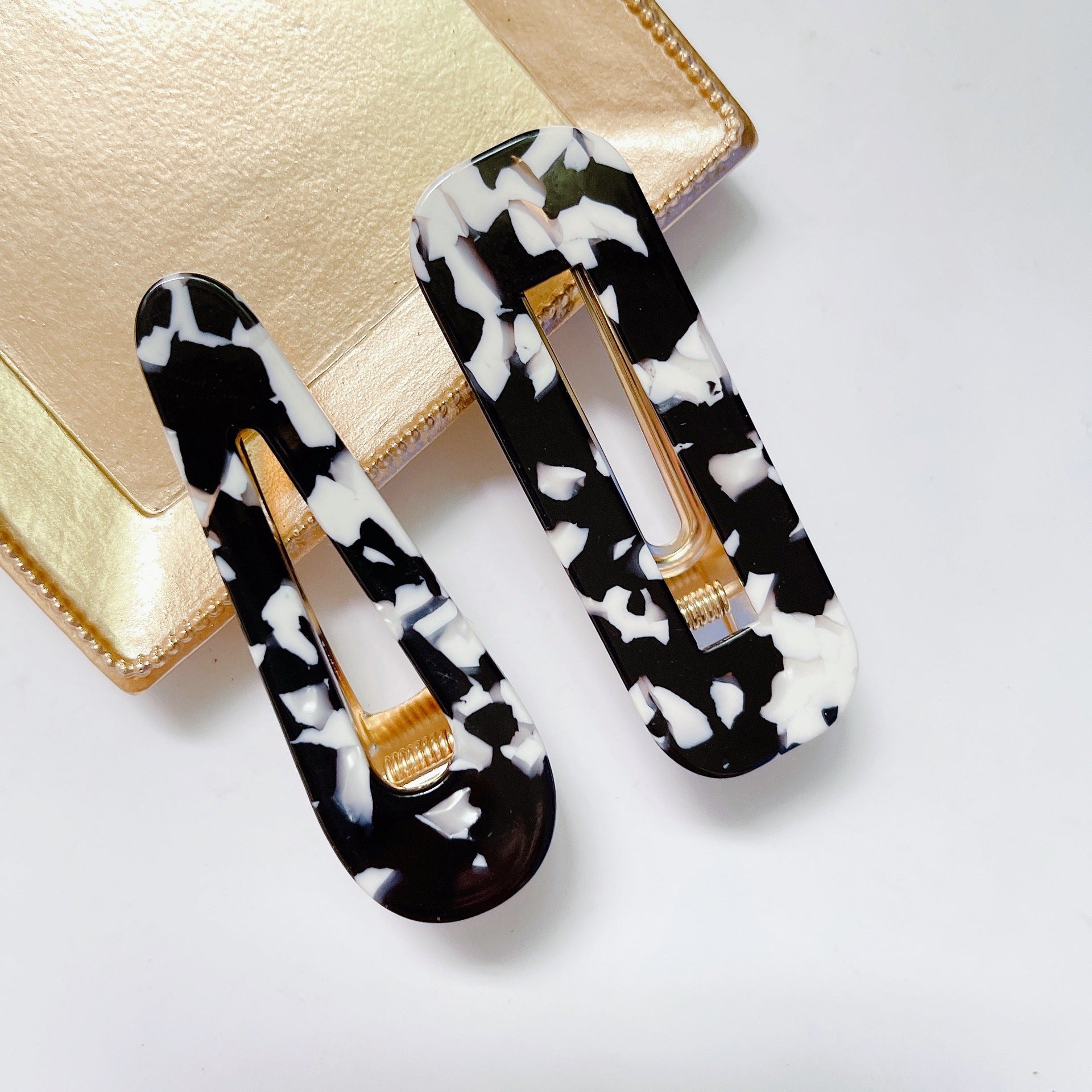 women's fashion geometric water droplets leopard resin cellulose acetate sheet headwear hair clip