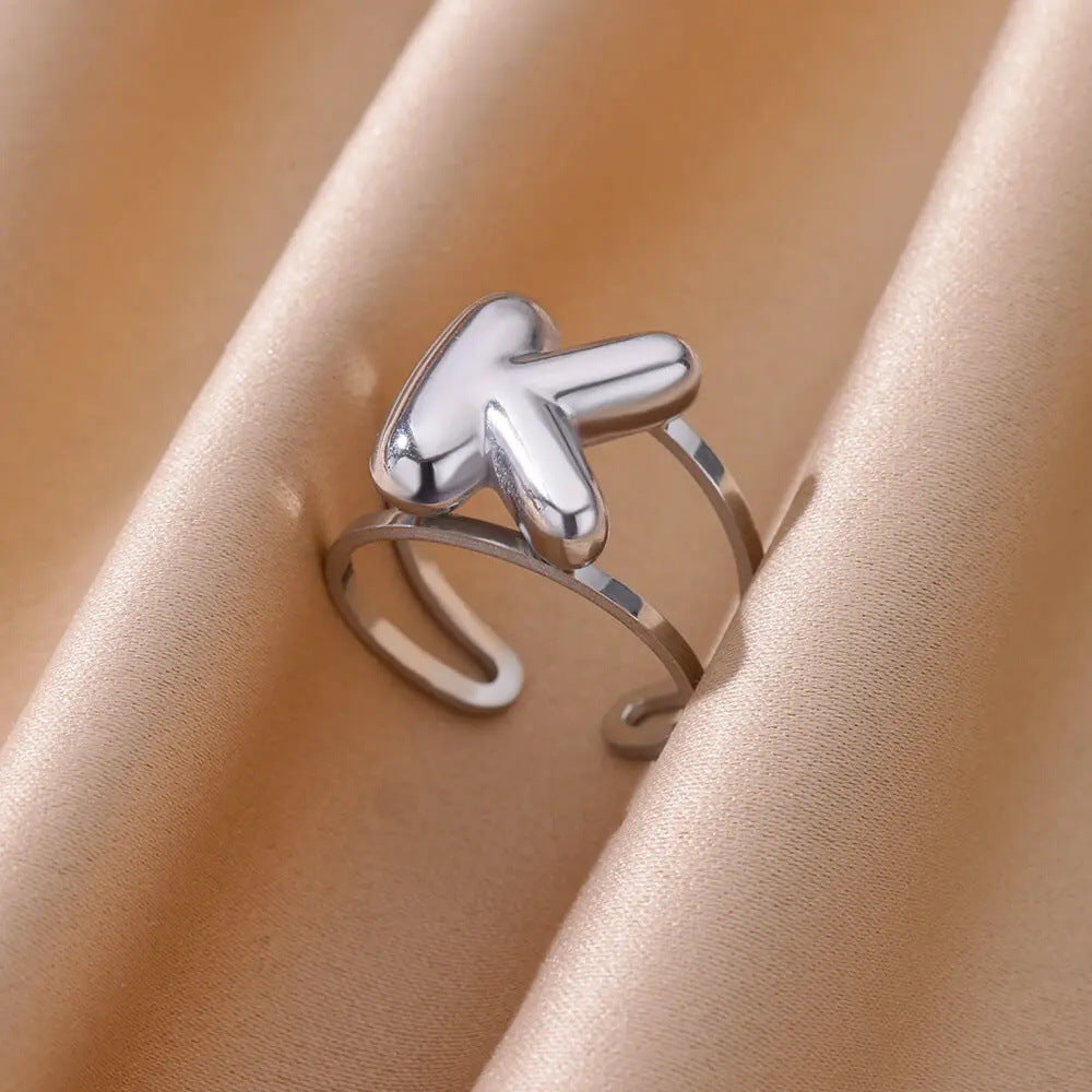 Jewelry Simple Style Letter 304 Stainless Steel Plating Open Rings