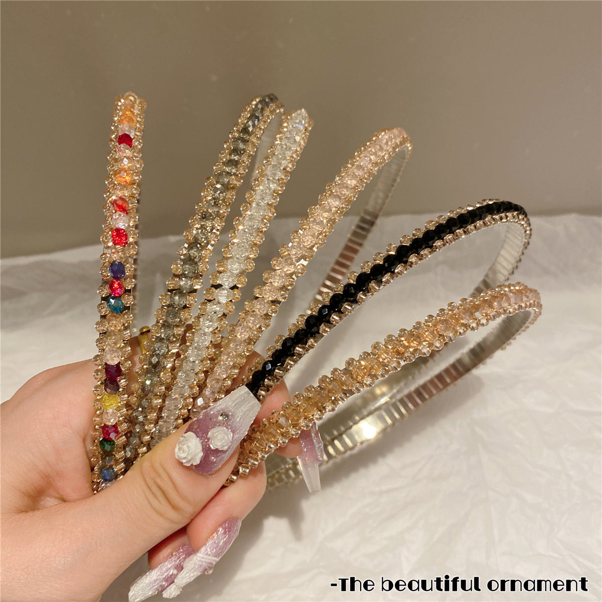 Women's Simple Style Shiny Solid Color Artificial Crystal Diamond Hair Band