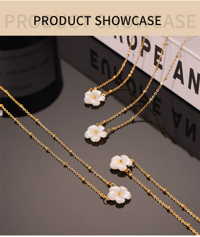 Jewelry Elegant Flower Titanium Steel Pendant Necklace