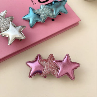 elegant lady pentagram pu leather hair clip