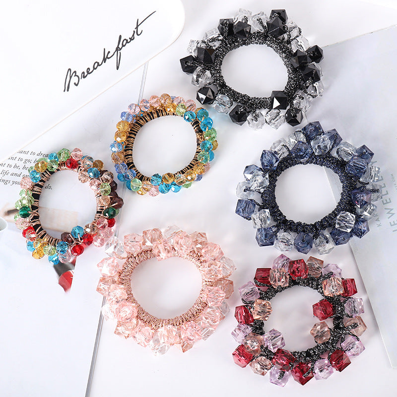 elegant geometric imitation pearl rhinestone hair tie