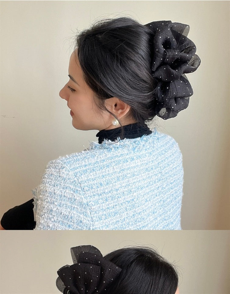 simple style bow knot cloth patchwork hair claws