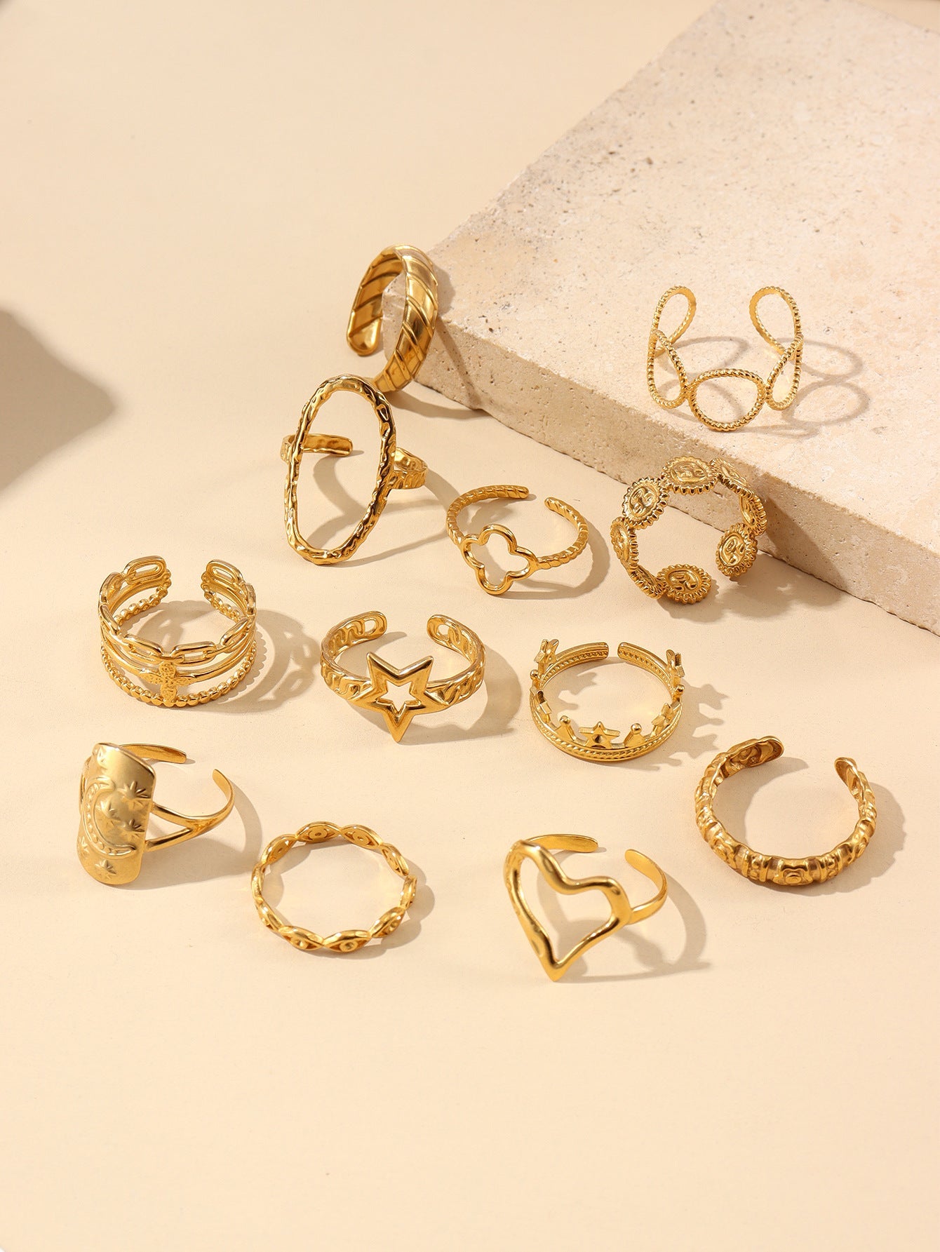 Jewelry Retro Devil's Eye Star Heart Shape 304 Stainless Steel Open Rings