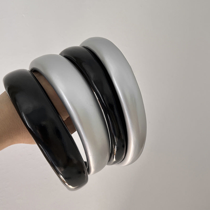 Women's Casual Simple Style Solid Color Pu Leather Handmade Hair Band