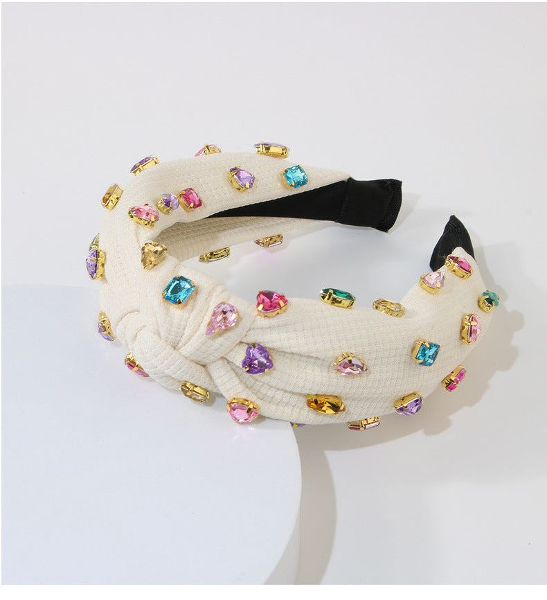 Women's Retro Knot Cloth Handmade Inlay Rhinestones Hair Band