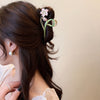 sweet flower alloy plating inlay artificial pearls hair claws
