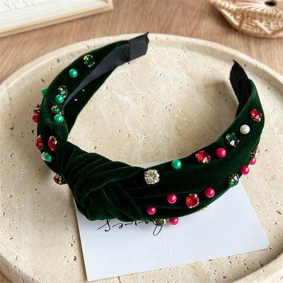 New Knotted Wide Brim Hair Band Pearl Rhinestone Fashionable High-Grade Headband Hair Fixer  Hair Accessories