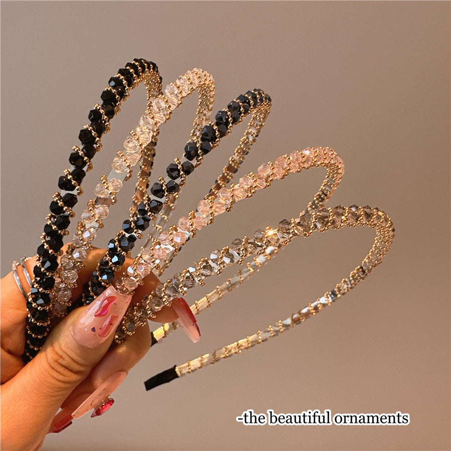 Women's Simple Style Solid Color Artificial Crystal Diamond Hair Band