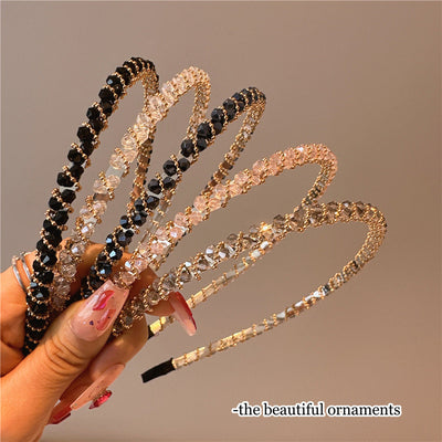 Women's Simple Style Solid Color Artificial Crystal Diamond Hair Band