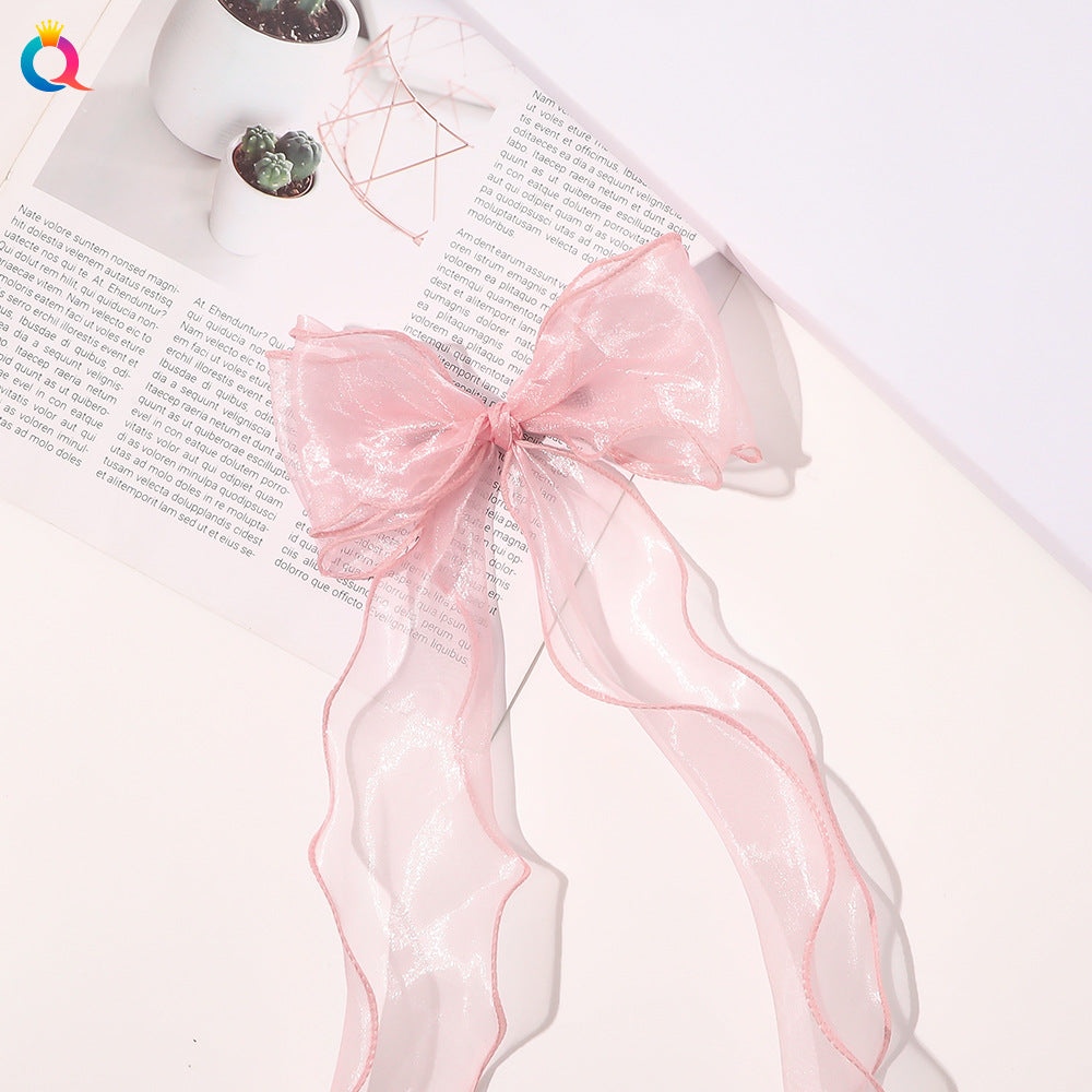 Women's Elegant Sweet Bow Knot Gauze Iron Hair Clip