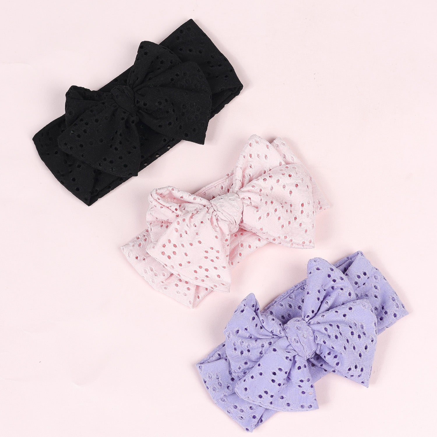 pastoral polka dots cloth bowknot hollow out hair band