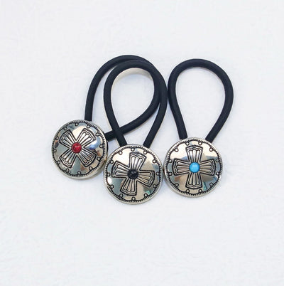 Women's Classical Ethnic Style Classic Style Cross Round Cattle Alloy Polyester Inlay Turquoise Hair Tie