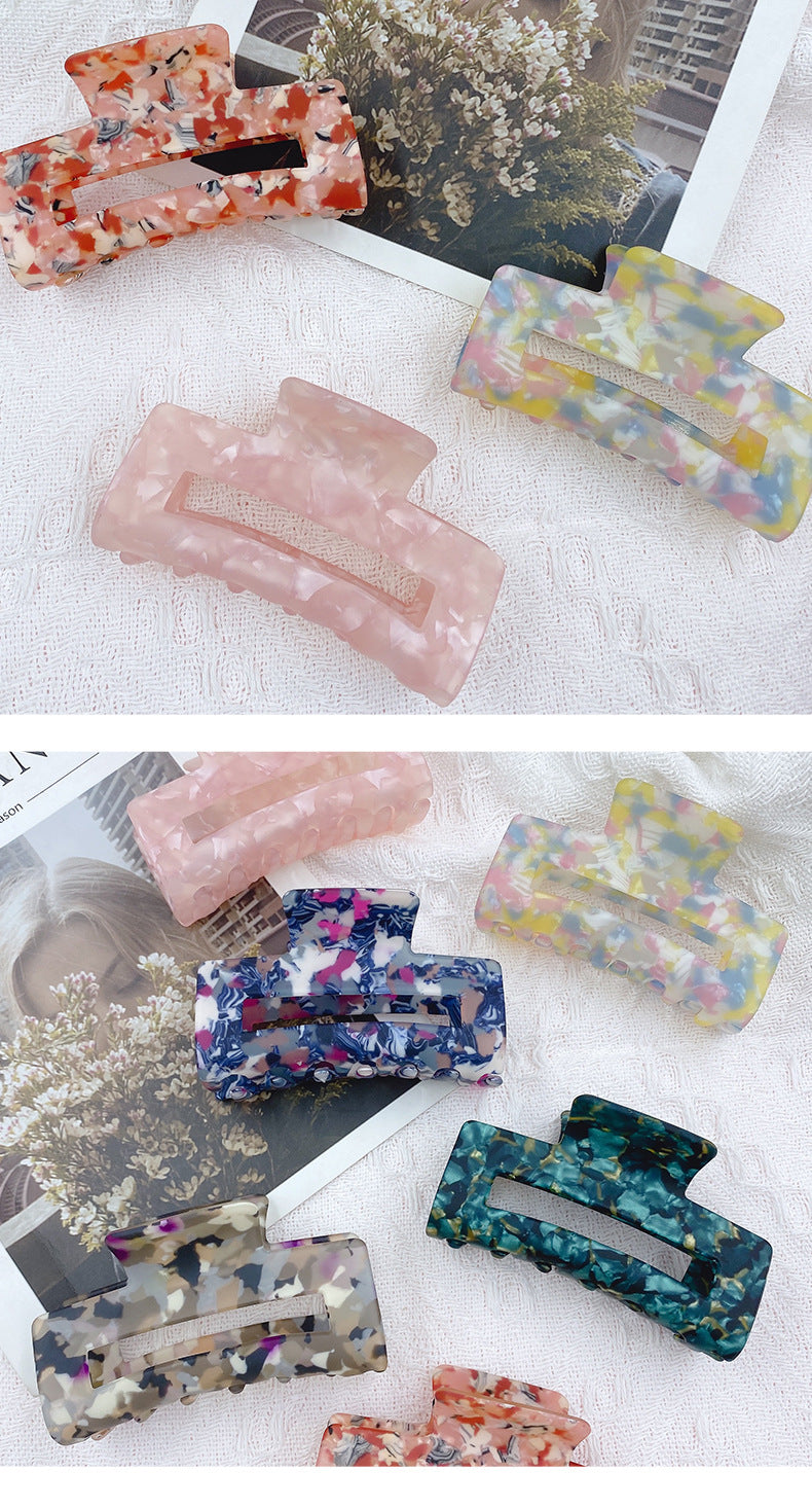 sweet color block rectangle acetic acid sheets handmade hair claws 1 piece
