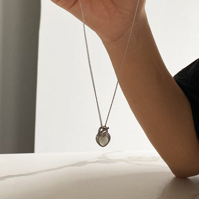 Jewelry Elegant Heart Shape Titanium Steel Opal Inlay Jewelry Set