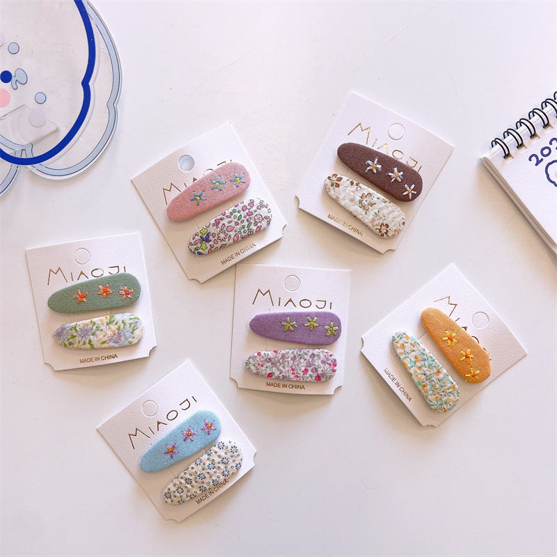 Girl'S Simple Style Classic Style Flower Cloth Contrast Collar Hair Clip