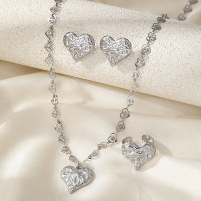 Jewelry Simple Style Classic Style Heart Shape 304 Stainless Steel Plating Jewelry Set