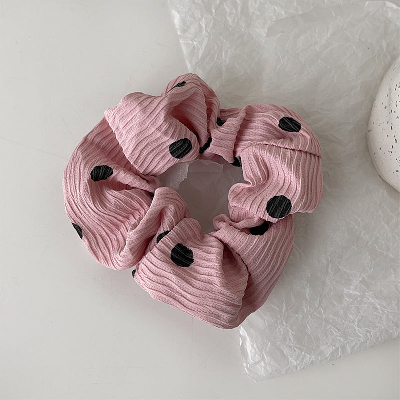 Women's Casual Simple Style Round Dots Cloth Pleated Hair Tie