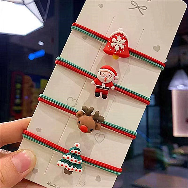 Christmas Cute Women's Christmas Tree Santa Claus Snowman Plastic Hair Tie