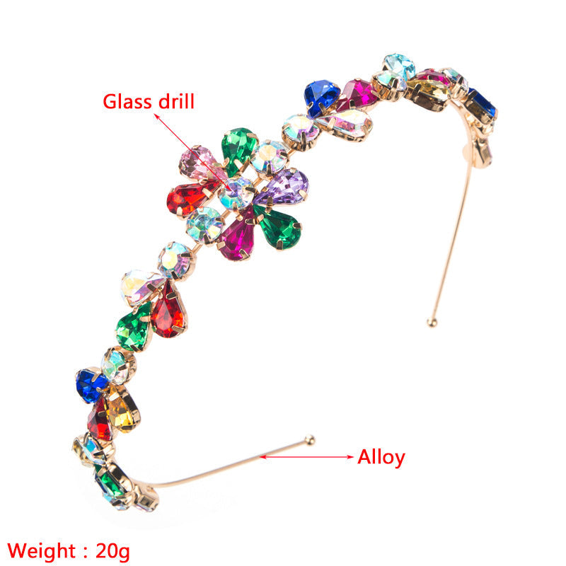 fashion alloy diamond glass drill flower headband korean metal headband