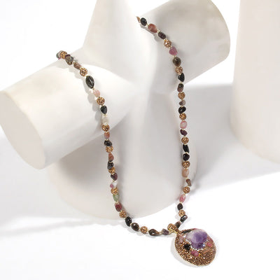 Bohemian Water Droplets natural stone Beaded Chain Pendant Necklace In Bulk