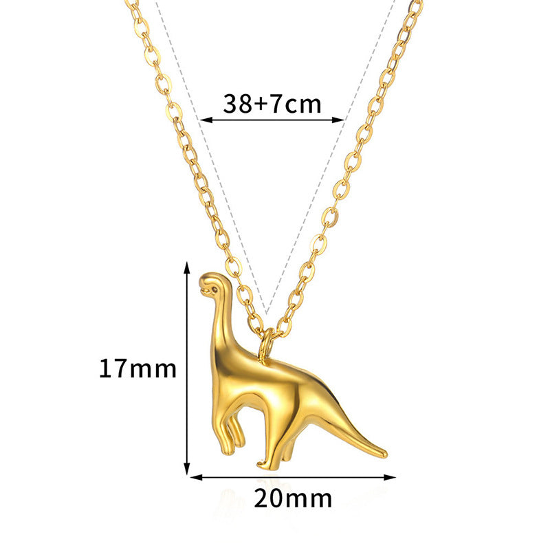 Jewelry Cute Hip-Hop Dinosaur Titanium Steel Plating Pendant Necklace