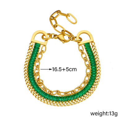 Elegant Lady Geometric Titanium Steel Diamond Bracelets In Bulk