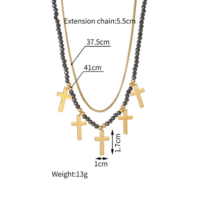 Jewelry Elegant Lady Cross Leaf Starfish 304 Stainless Steel Plating Necklace