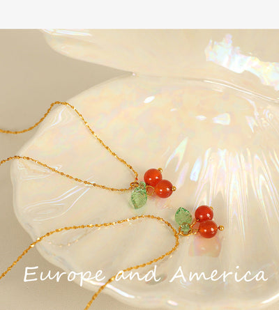 Jewelry Cute Cherry Titanium Steel Plating Pendant Necklace