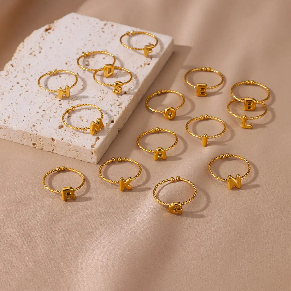 Jewelry Elegant Simple Style Streetwear Letter 304 Stainless Steel Plating Open Rings